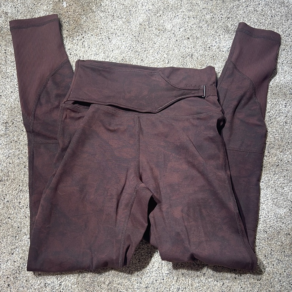 Echt leggings small brown side waist detail chocolate brown patterned leggings